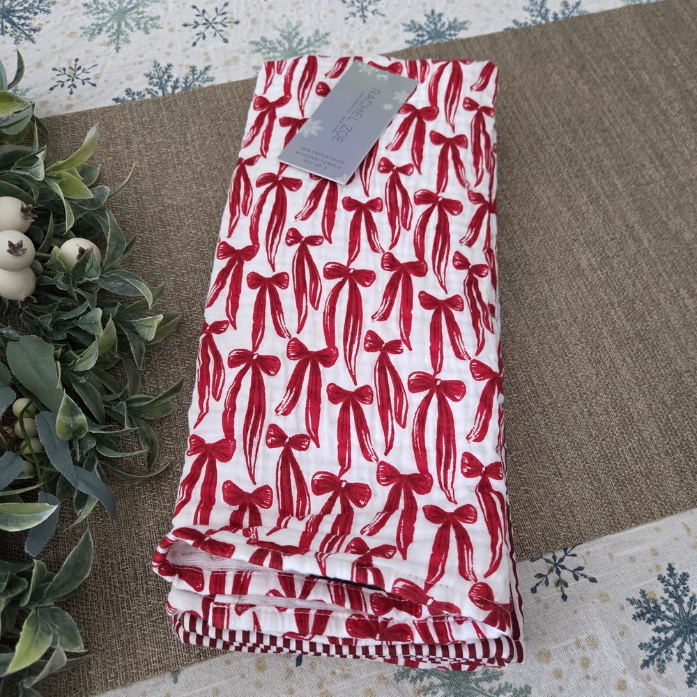 Rachel Zoe Red Bow Kitchen Towels
